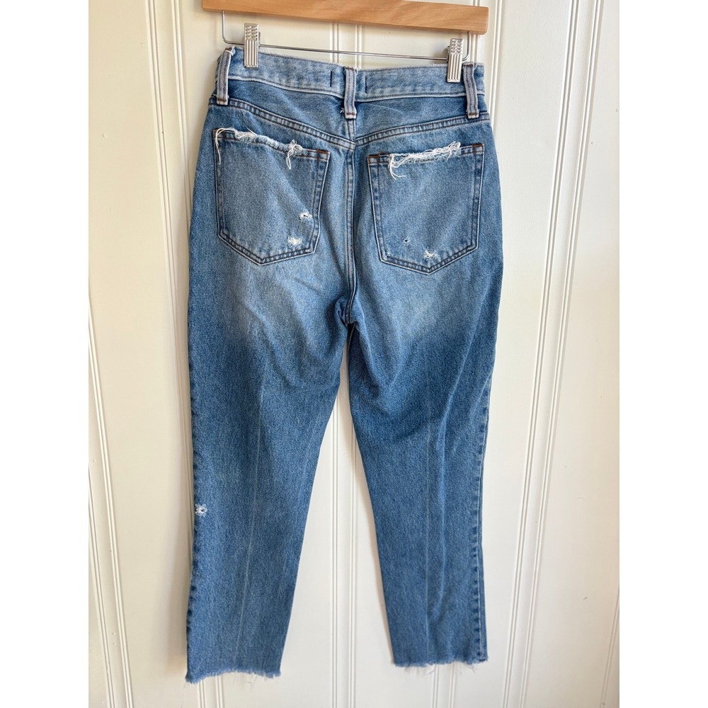 Abercrombie & Fitch High Rise Mom Jeans Distressed Medium Wash Blue 26 2R Cotton - Picture 2 of 6